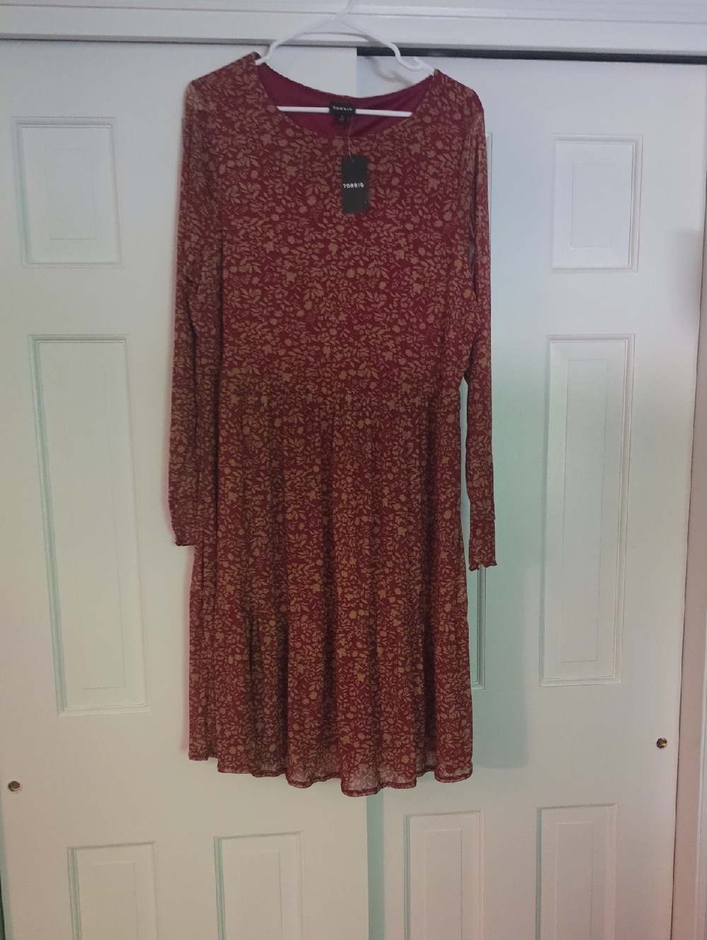 torrid Rust Floral Long-Sleeve Tiered Dress